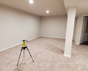 Radon Monitor set in the basement of a newly built home