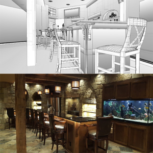 A basement bar remodel designed by Arthur Duhaime