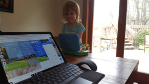 Arthur Duhaime and his daughter setting up a site for Clear Home Inspection